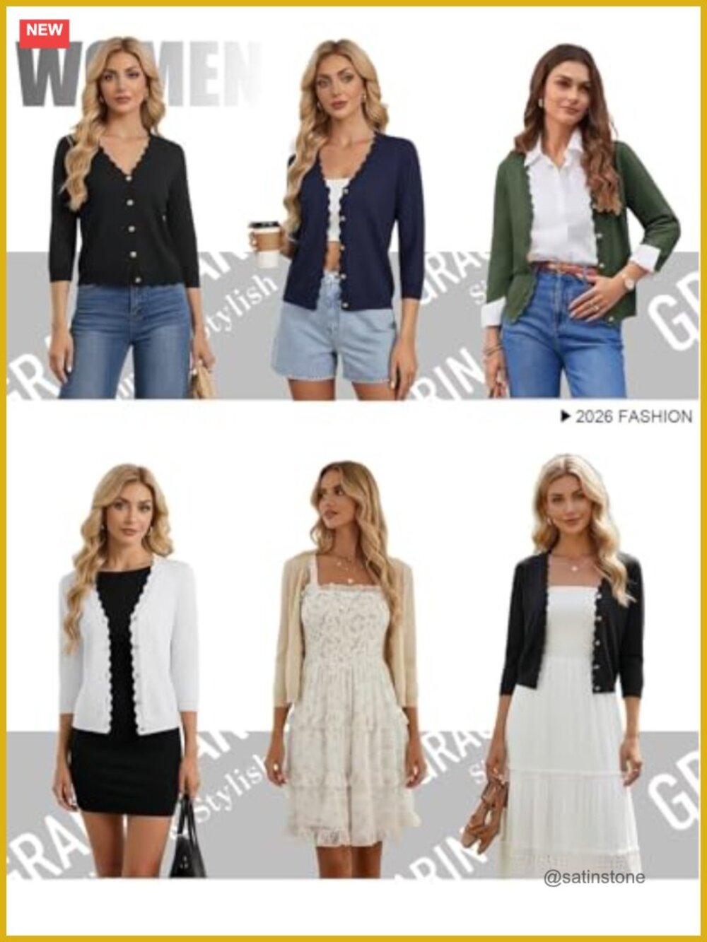 Lightweight 3/4 Sleeve V-Neck Cardigan Shrug for Summer Layering - Picture 5 of 6